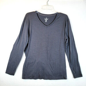 Seg'ments Womens V-Neck Merino Wool Long Sleeve Shirt Size XXL Gray Baselayer